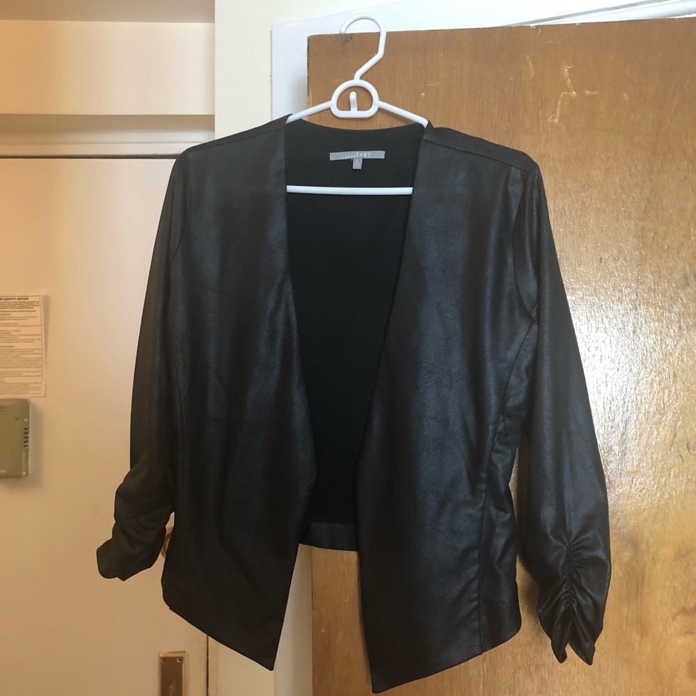 Black faux leather blazer